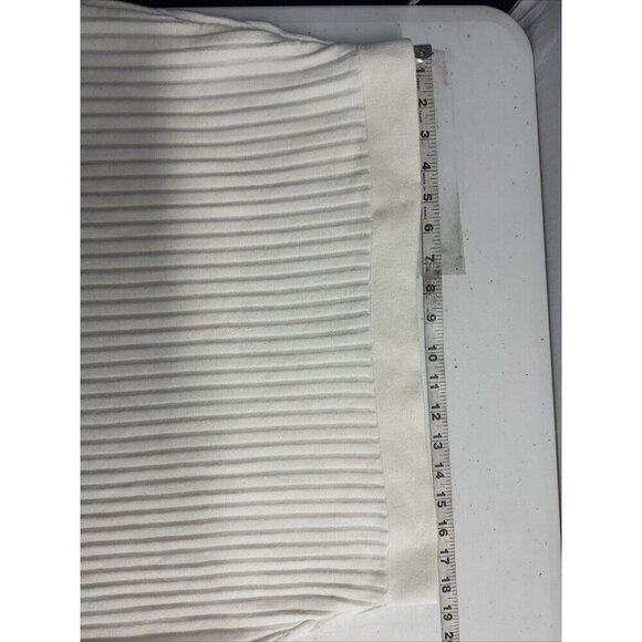 Eileen Fisher size LG Ivory Ribbed Tencel Pull On midi skirt career capsule - Picture 3 of 8